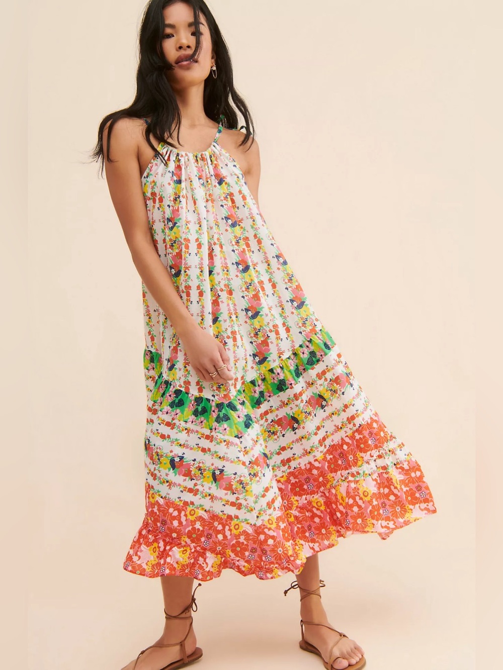 FLOE anthropologie Gertrude Midi Floral Dress Medium 57132